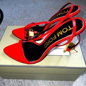 Tom Ford 105mm Lock Metallic Stiletto Sandals